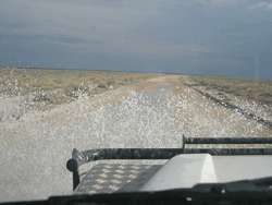 &uuml;berflutete Piste im Etosha Nat.park